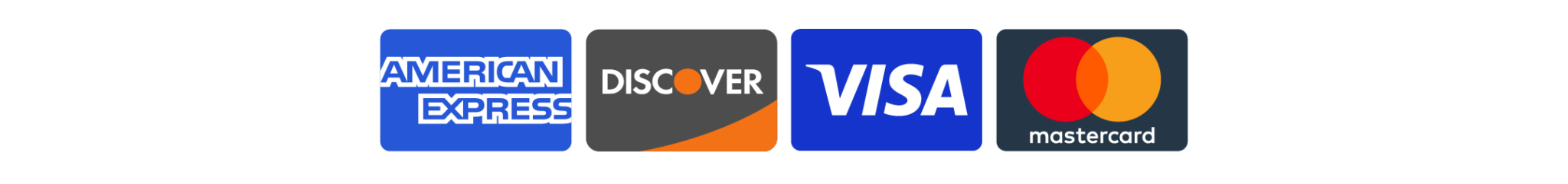Accepted cards: Visa, Mastercard, American Express, Discover